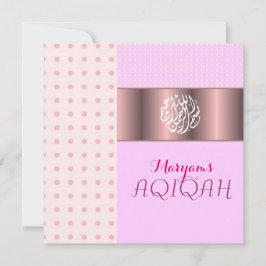 Muslimska flicka rosa aqiqah Islamic Inbjudningar