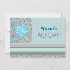 Muslimska pojke blå aqiqah Islamic Inbjudningar