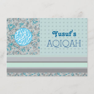 Muslimska pojke blå aqiqah Islamic Inbjudningar