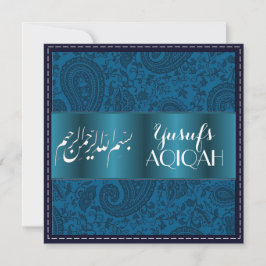 Muslimska pojke blå aqiqah Islamic Inbjudningar