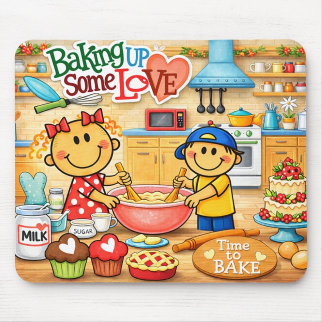 Musmatt med 'Baking Up Some Love'-tema Musmatta (Framsidan)