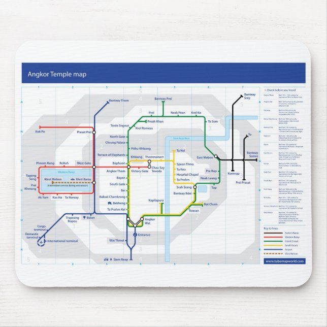 Musmatta för Angkor tempelkarta (Framsidan)