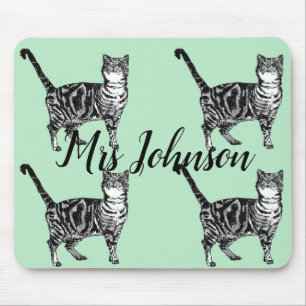 Musmatta Pad för lärare Namn Tabby katt