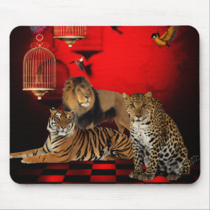 Musmattadjur Tiger Leopard Lejon Fåglar Musmatta