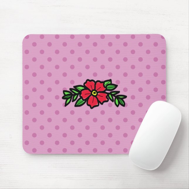 Musmattan Cute Rosa Polkadot Red Tradition Ro Musmatta (Med mus)