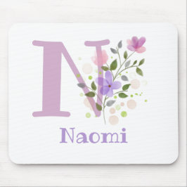Musmattapet Initial Plus Namn & Blommig Design Musmatta