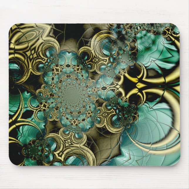 Musmattor Abstrakt Konst Metall Guld Teal Glas 2 (Framsidan)