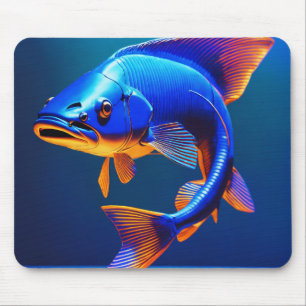 Musmattor Blå fisk logodesign Minimalistisk ha