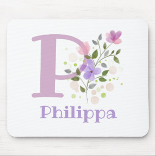 Musmattor Initial Plus Namn & Blommor Design