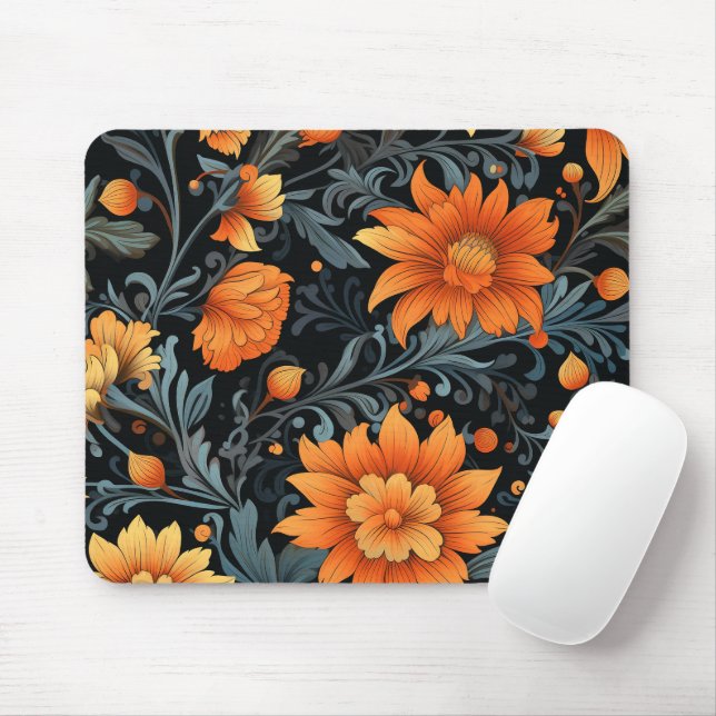Musmattor med orange blommor och blågröna  (Med mus)
