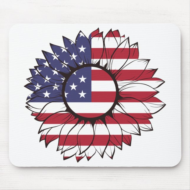 Musmattor med USA-flagga solros, 4 juli (Framsidan)
