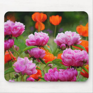 Musmattor Rosa Peonies & Orange Poppies