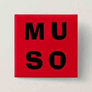 Muso Musiker Modern Bokstavstil Röd Svart Knapp