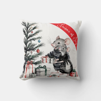 Muspar med Julgran Helgdag Pillow Kudde
