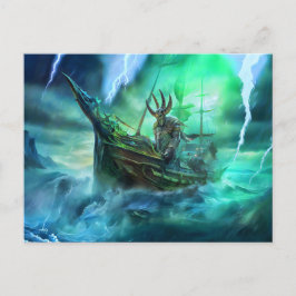 Muspell is sailing the Naglfar ship at Ragnarök Vykort