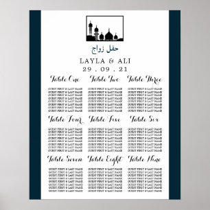 Musque Silhouette Bröllop-sätesdiagram Poster