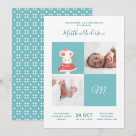 Musse Råtta ・ Alfabet Monogram Cute Baby Shower Inbjudningar