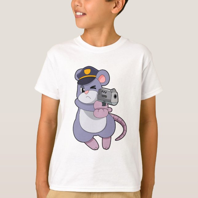 Musse som polistjänsteman med polishalt t shirt (Framsida)
