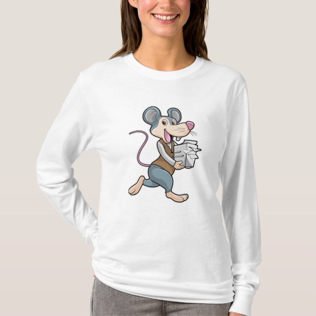 Musse som sekreterare med Papper T Shirt (Framsida)