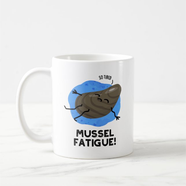 Mussel Fatigue Funny Animal Muscle Pun Kaffemugg (Vänster)
