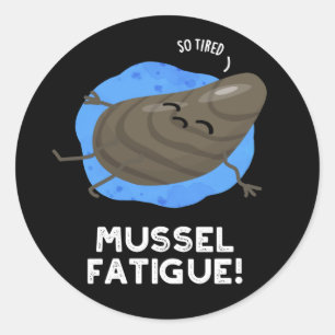 Mussel Tatigue Funny Animal Muscle Pun Mörk BG Runt Klistermärke