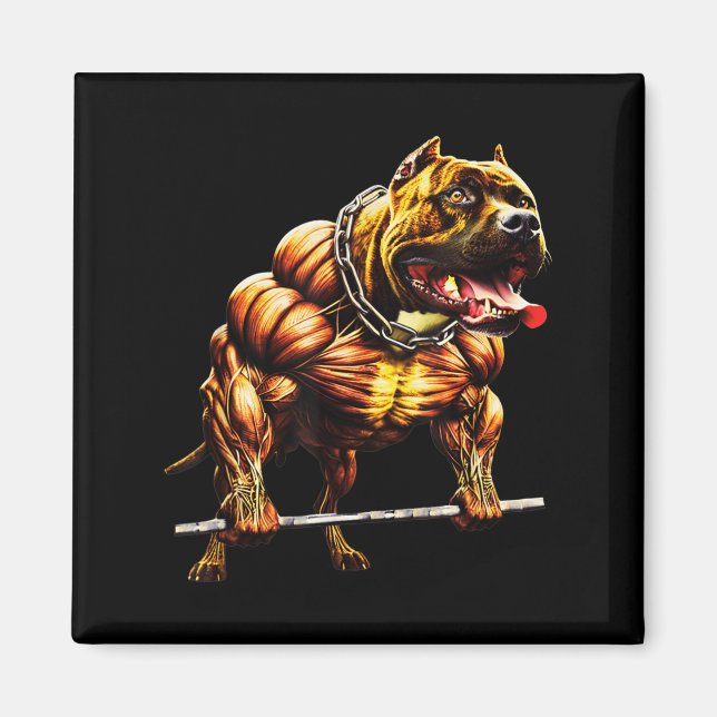 Mussla Pitbull PowerlyftBeast Gym Animal Str Magnet (Framsidan)