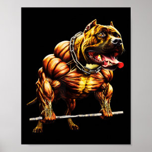 Mussla Pitbull PowerlyftBeast Gym Animal Str Poster