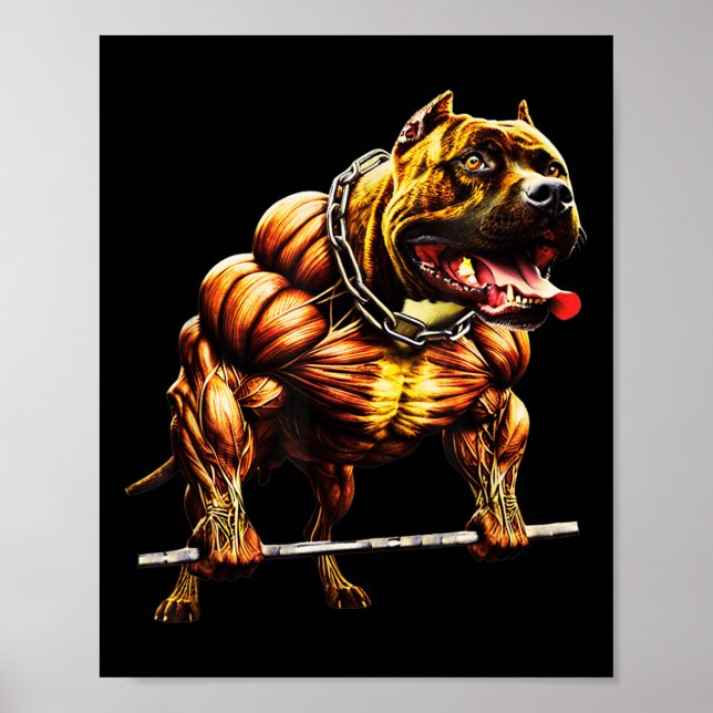 Mussla Pitbull PowerlyftBeast Gym Animal Str Poster (Framsidan)