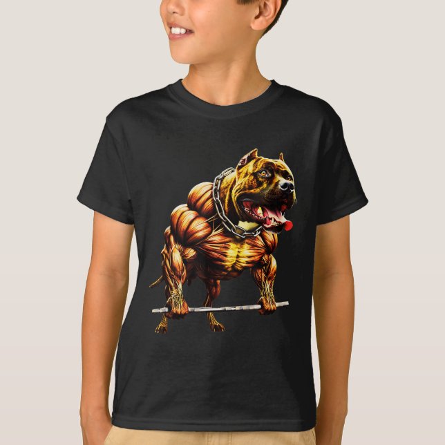 Mussla Pitbull PowerlyftBeast Gym Animal Str T Shirt (Framsida)