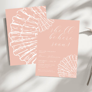 Mussla Rosa Elegant Bebis Flickas Bebisfest Inbjud Inbjudningar