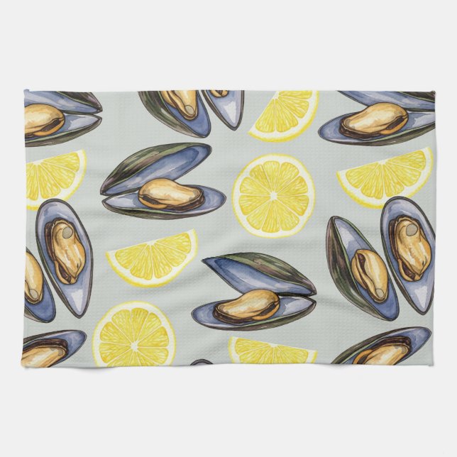 Musslor och lemoner av Natasha Us Kökshandduk (Horisontell)