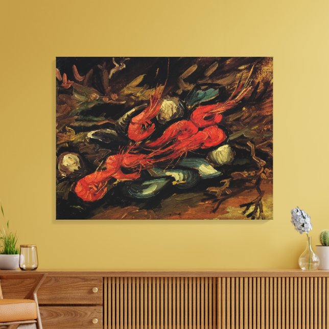 Musslor och räkor av Vincent van Gogh Canvastryck (Insitu (Vardagsrum))
