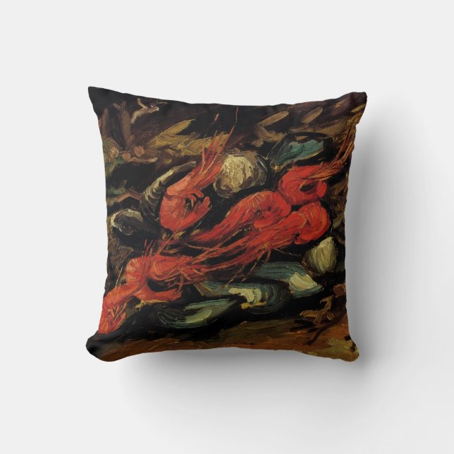 Musslor och räkor av Vincent van Gogh Kudde (Framsida)
