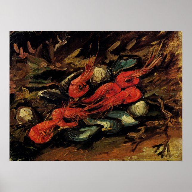 Musslor och räkor av Vincent van Gogh Poster (Framsidan)