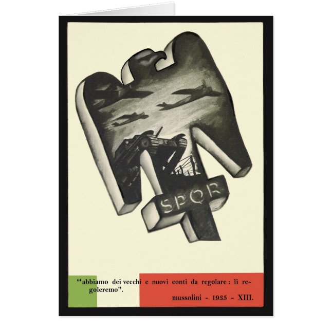 Mussolini propaganda hälsningskort (Framsidan)