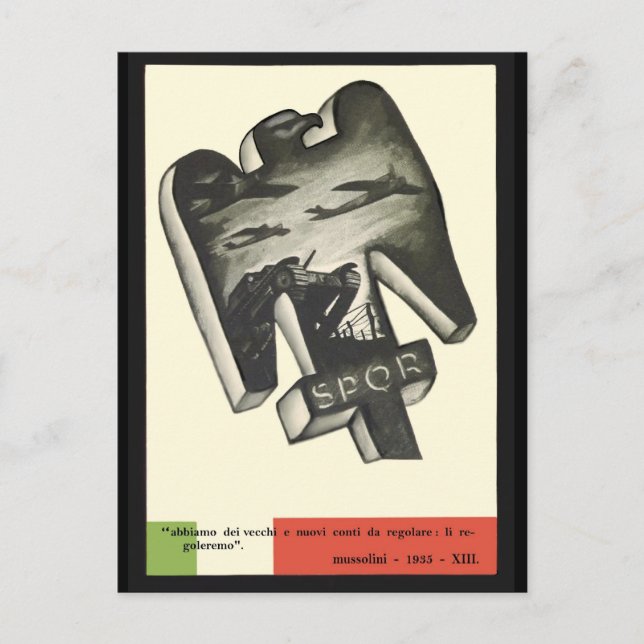 Mussolini Propaganda Vykort (Framsida)