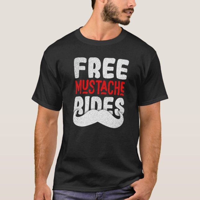 Musta Rides  Moustache Vintage Distressed Retro T Shirt (Framsida)