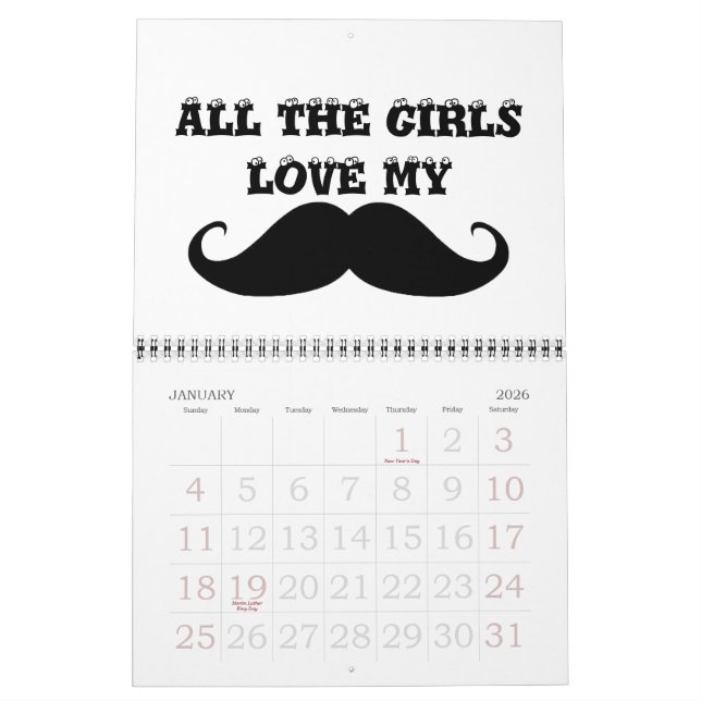 Mustache 2013 kalender (Jan 2026)