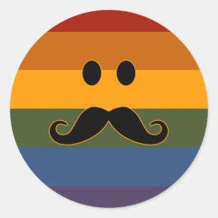 Mustache-anpassningsbar av Pride Runt Klistermärke