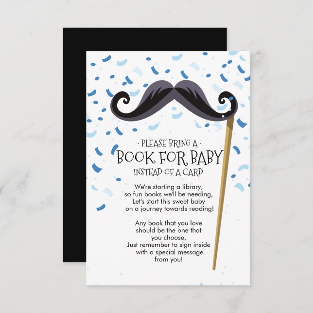 Mustache Baby Shower Bok för Baby-kort Inbjudningar (Fram/baksida)
