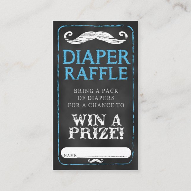 Mustache Baby Shower Diaper Raffle Biljett Baby Tilläggskort (Framsida)
