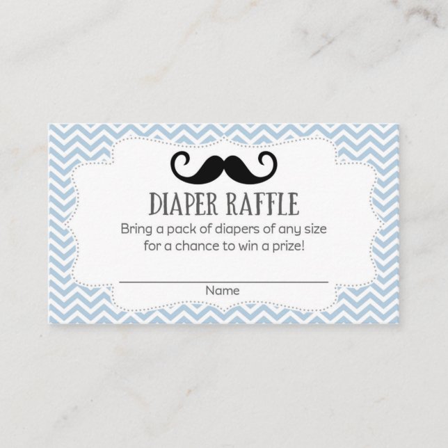 Mustache Baby Shower Diaper Raffle Biljett Tilläggskort (Framsida)