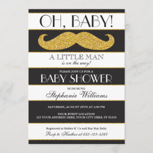 Mustache Baby Shower-inbjudan - liten man Inbjudningar