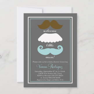  Mustache Baby Shower Inbjudningar