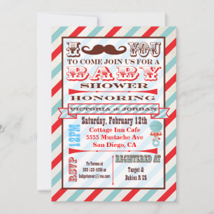 Mustache Baby Shower-inbjudningar Inbjudningar