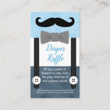 Mustache babyduschdiaper raffle biljett