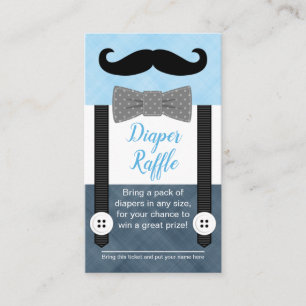 Mustache babyduschdiaper raffle biljett tilläggskort