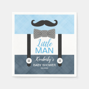 Mustache bågar baby blue flottans babydusch pappersservett