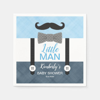 Mustache bågar baby blue flottans babydusch pappersservett