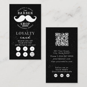 Mustache Barber Shop Hairstylist Loyalty Card Visitkort